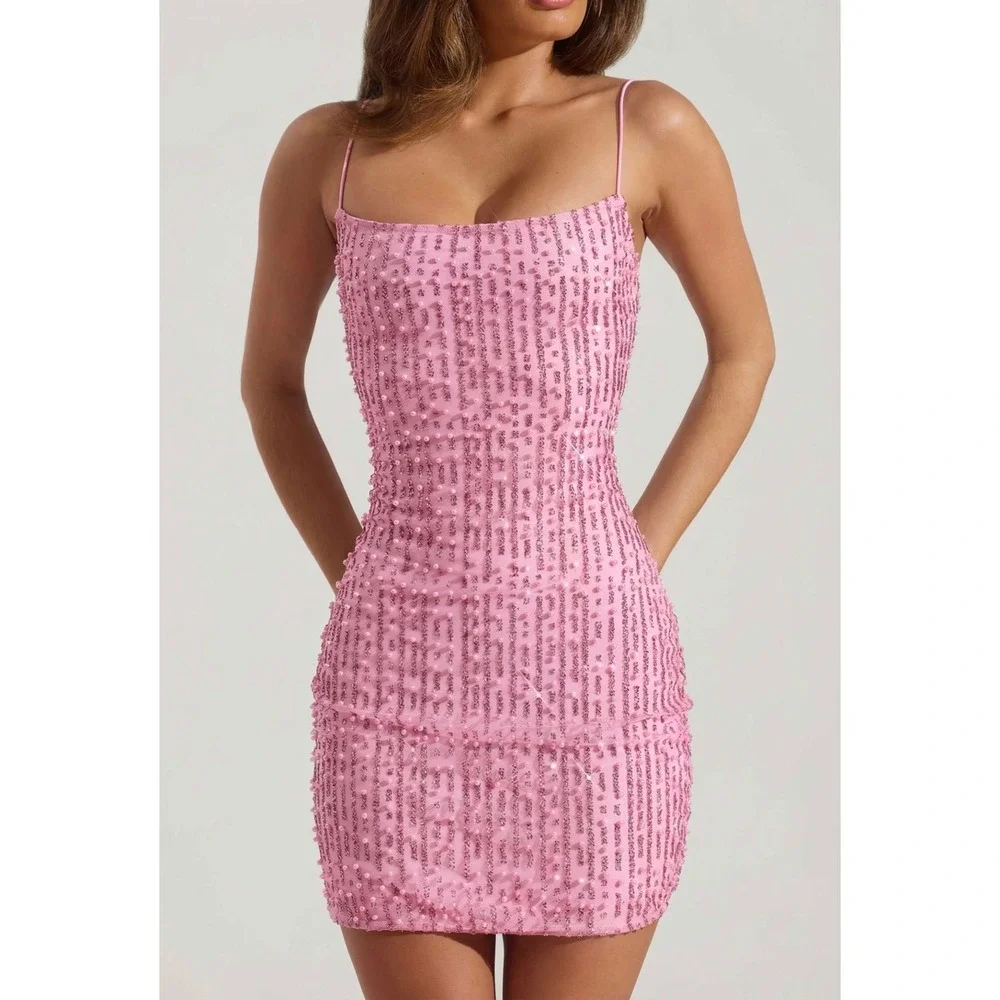 Oh Polly Pink Sequin Mini Dress - Picture 3 of 9